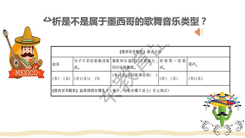 【核心素养目标】花城版初中音乐八年级下册 《墨西哥草帽歌》课件第7页