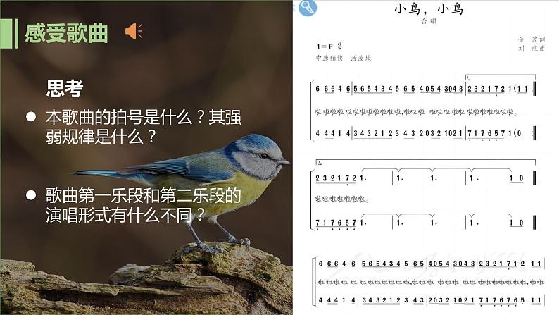 第二单元飞翔的翅膀小鸟小鸟百鸟朝凤天鹅蜜蜂过江蝴蝶课件人教版初中音乐七年级下册03
