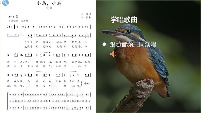 第二单元飞翔的翅膀小鸟小鸟百鸟朝凤天鹅蜜蜂过江蝴蝶课件人教版初中音乐七年级下册07