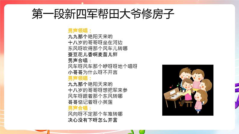 粤教版音乐八年级下册 第6单元 脍炙人口的歌《九九艳阳天》《万水千山总是情》课件07