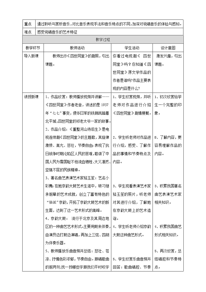 花城版音乐九年级下册第一单元《重整河山待后生》《蝶恋花·答李叔一》《荔枝颂》教案第2页