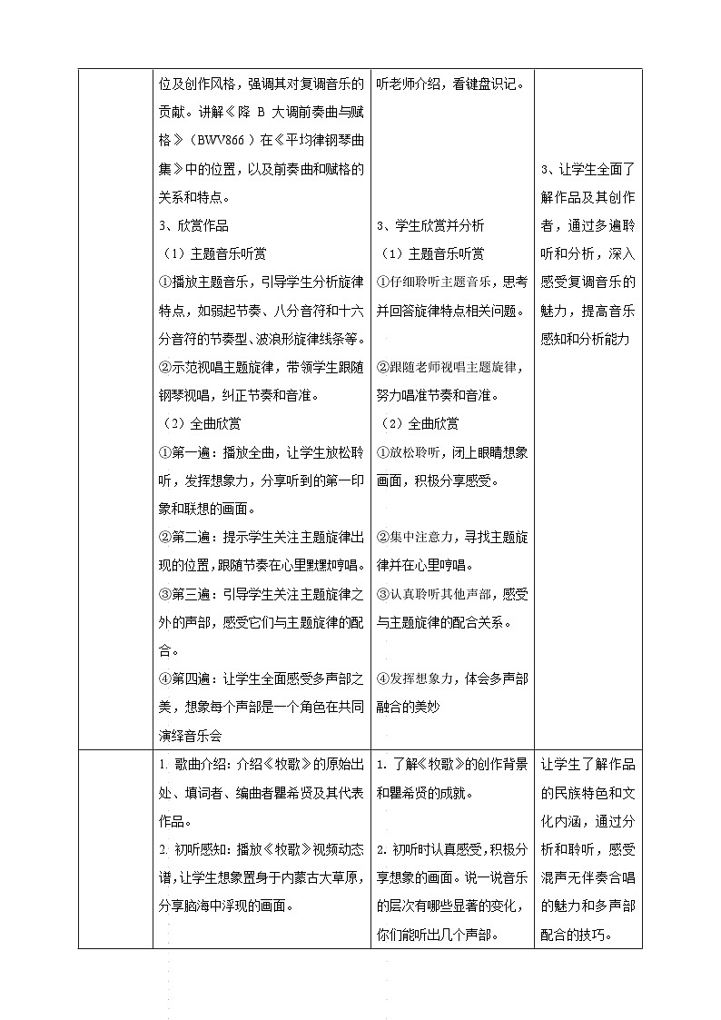 【新教材】第三单元项目二第1课时 感受音乐的每个层次 教案 人教版音乐7下第2页