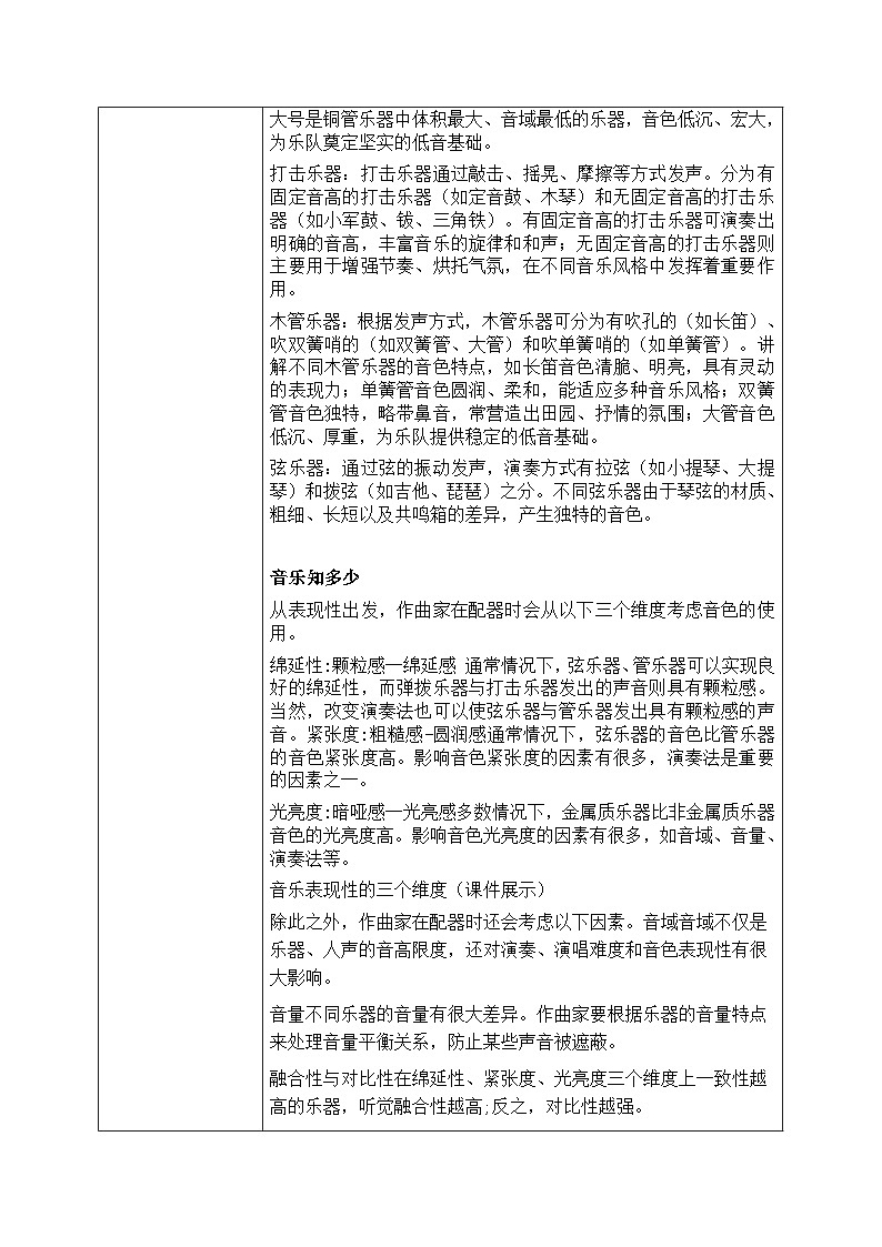 人教版（2024）八年级上册音乐第四单元学习项目二《乐器音色分类》教案第2页