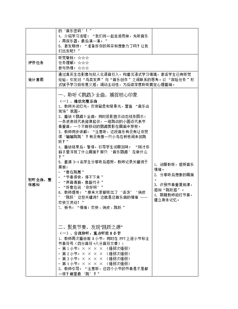 《第四单元 亚洲弦歌：欣赏 鹦鹉》教学设计（表格版）-2025-2026学年人音版（简谱）（2024）音乐七年级上册第3页