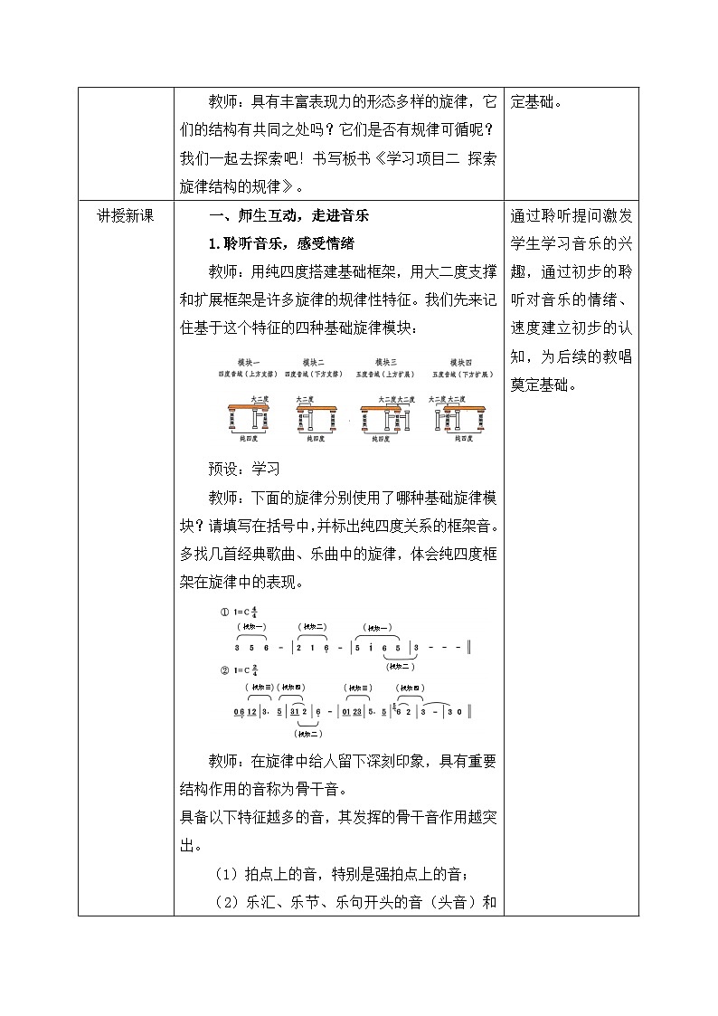 初中音乐新人教版七上第一单元《2 探索旋律结构的规律》教案第2页