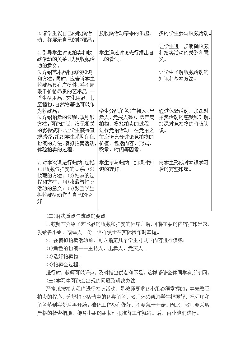人美版美术八下第十四课《艺术品的收藏和拍卖》word教案第3页