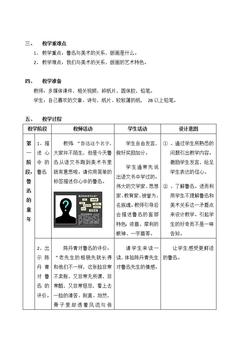 浙美版七下 2.鲁迅与美术 教案第2页