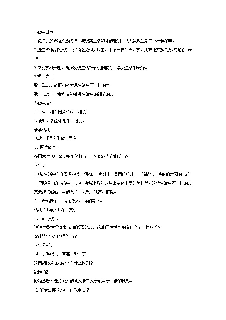 浙美版美术九年级下册8.发现不一样的美 课件 教案01