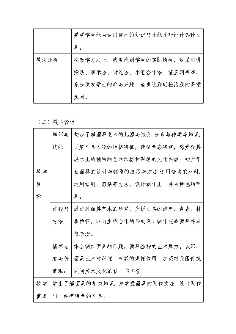 人教版美术七年级下册 第四单元 校园的艺术节 第3课 独特的装扮  教学设计（表格式）02