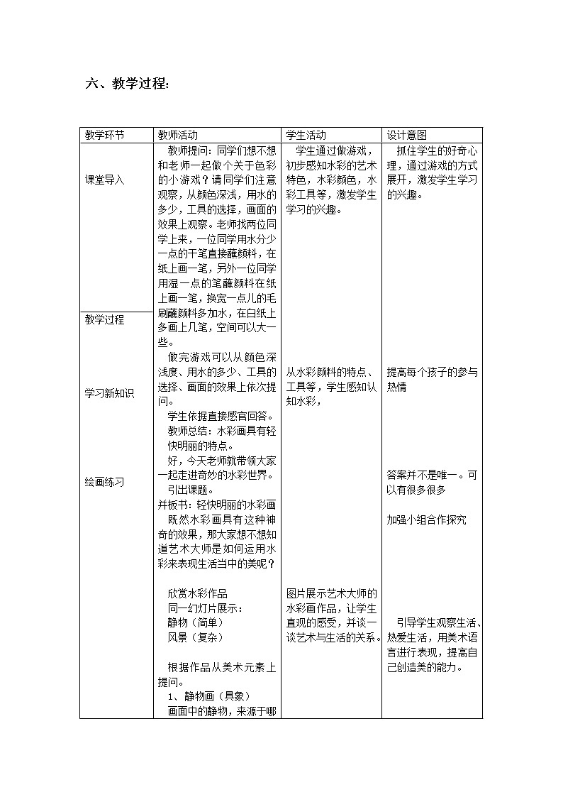河北美术出版社初中美术八年级下册 4.轻快明丽的水彩画   教案02