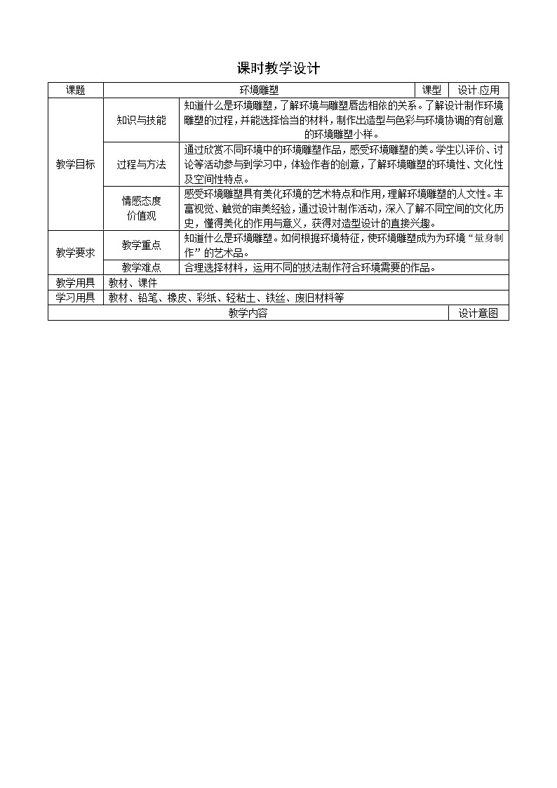 人美版美术9下 4环境雕塑设计  教案第2页