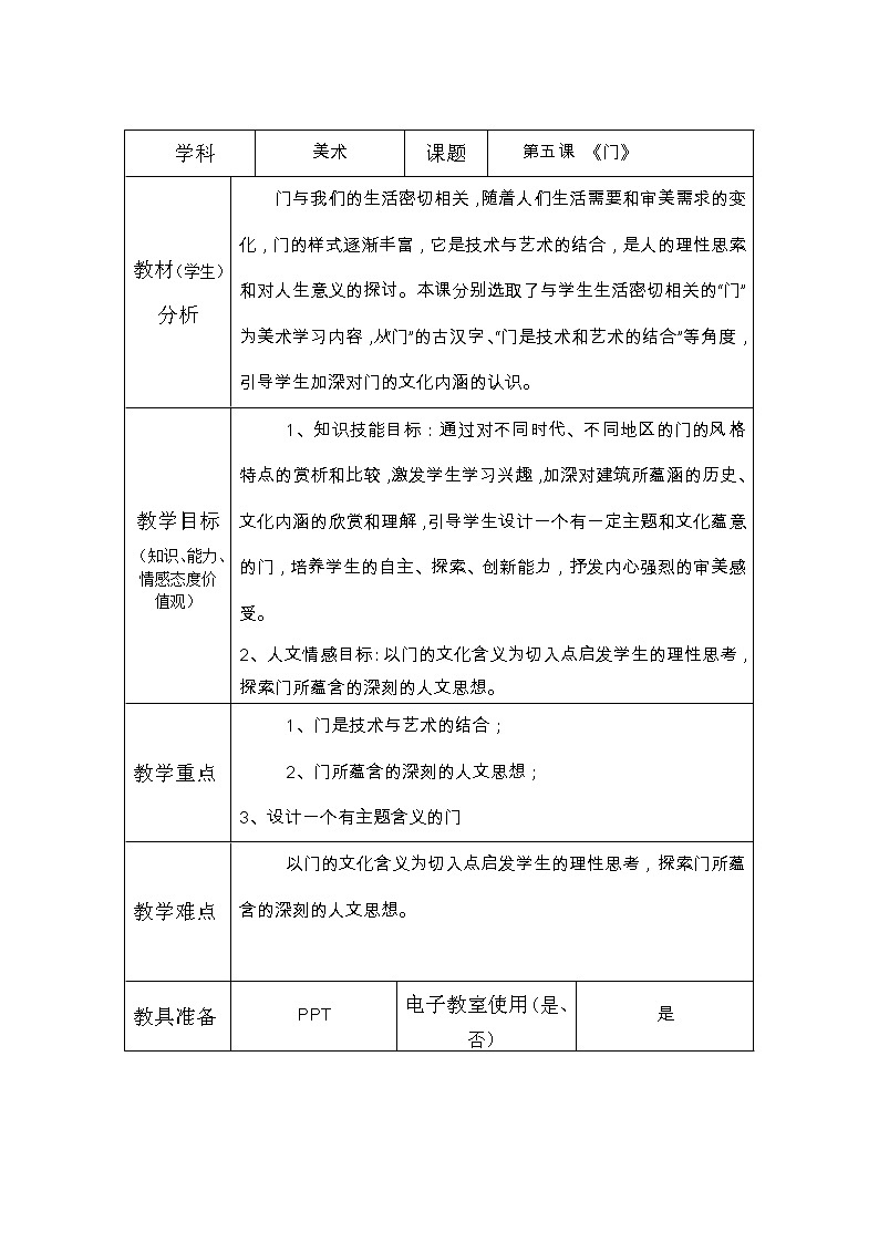 湘美九上 5门 教案01