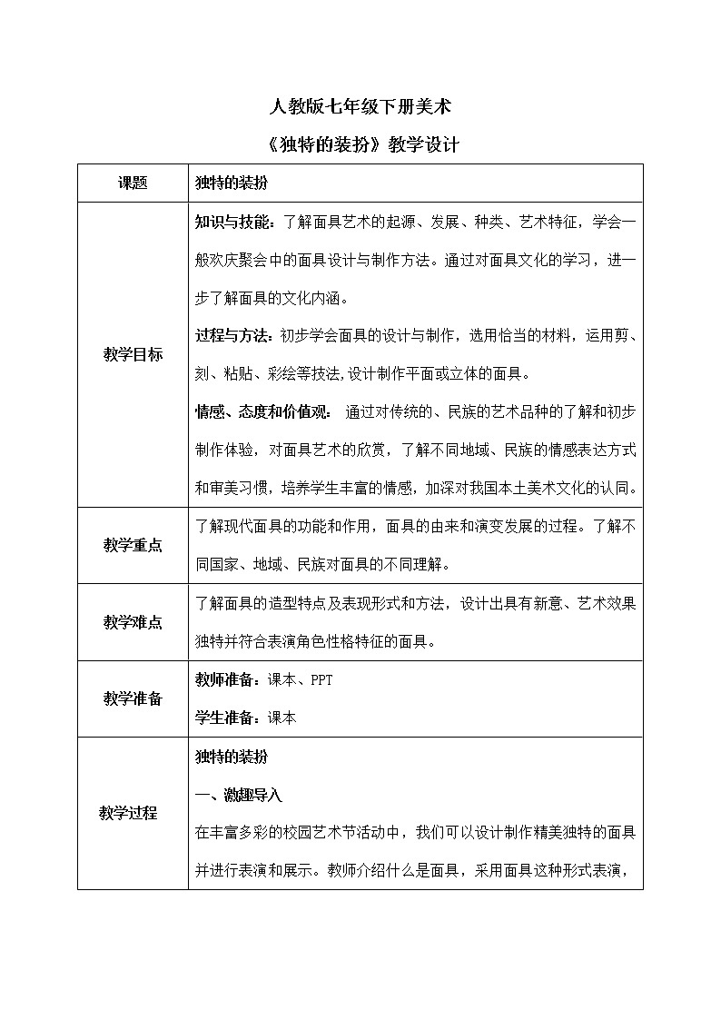 第四单元第3课《独特的装扮》课件+教案01