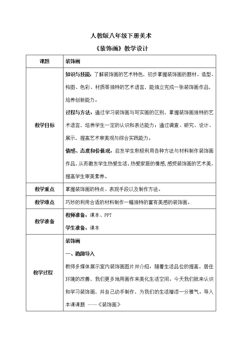 第三单元第4课《装饰画》课件+教学设计01