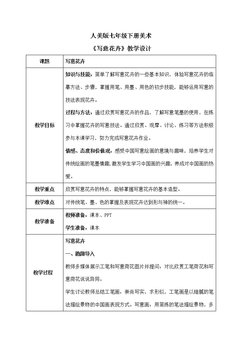 第8课《写意花卉》教学设计第1页