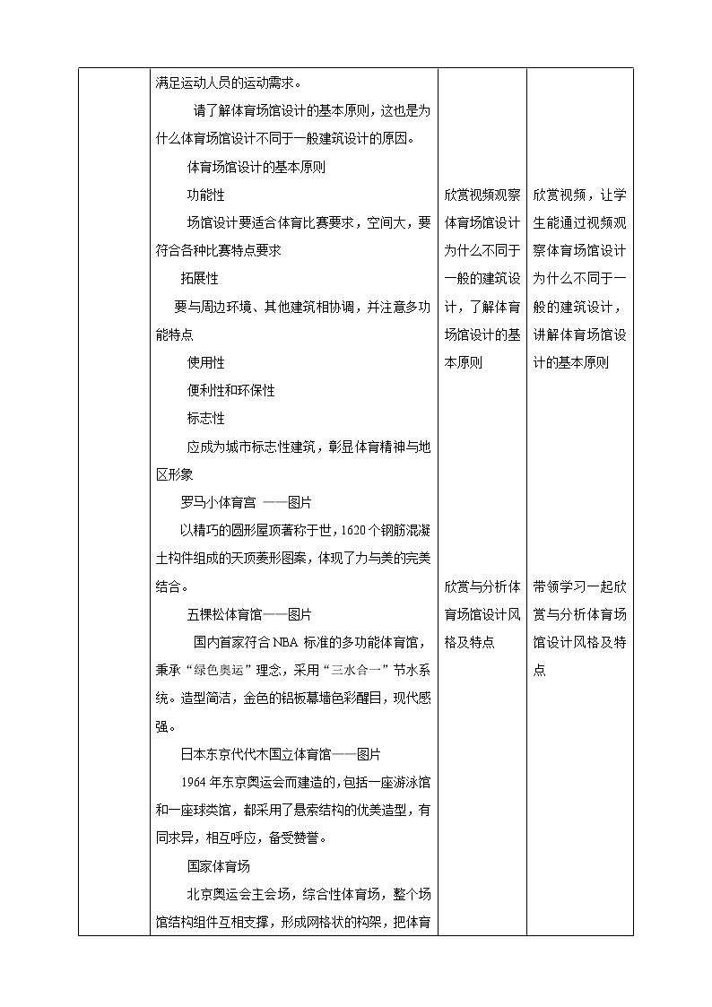 第六课《体育场馆设计》教案第2页