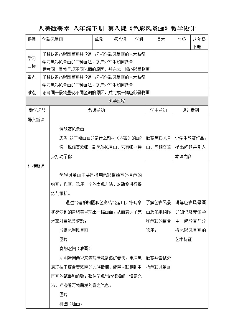 第八课《色彩风景画》课件+教案01