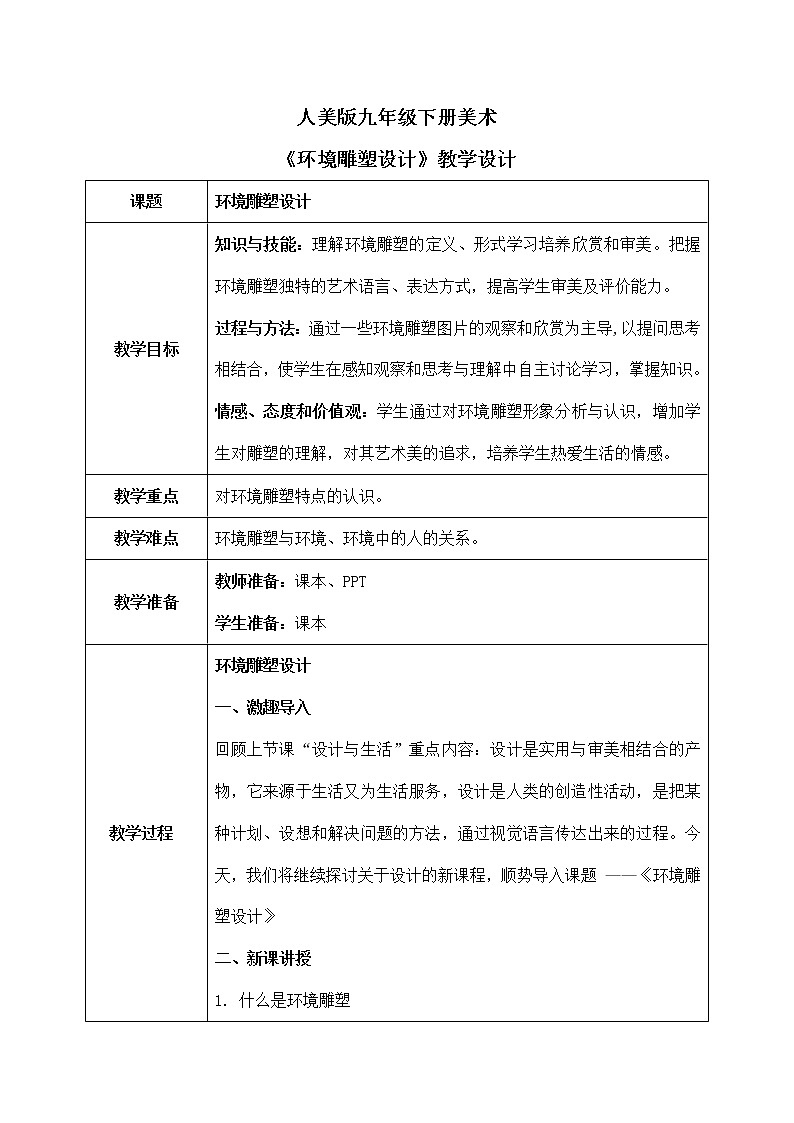 第4课《环境雕塑设计》教学设计第1页