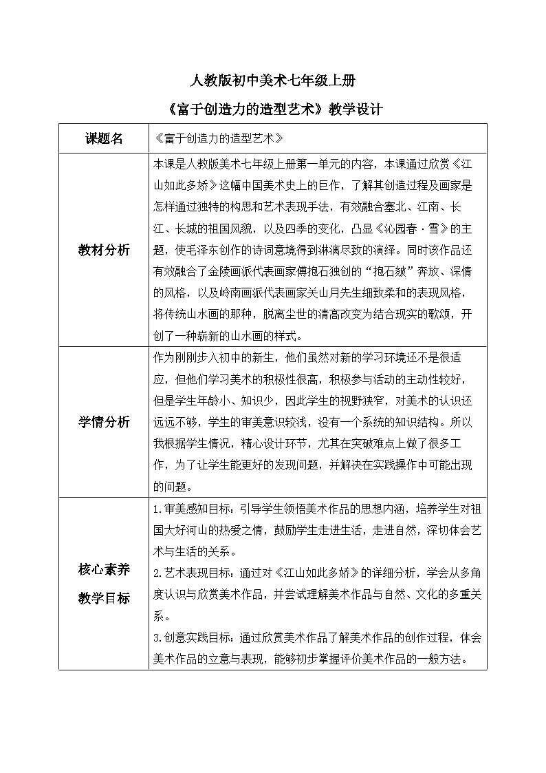 第一单元第1课《富于创造力的造型艺术》课件+教案01