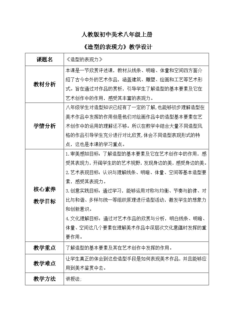 第一单元第1课《造型的表现力》课件+教案01