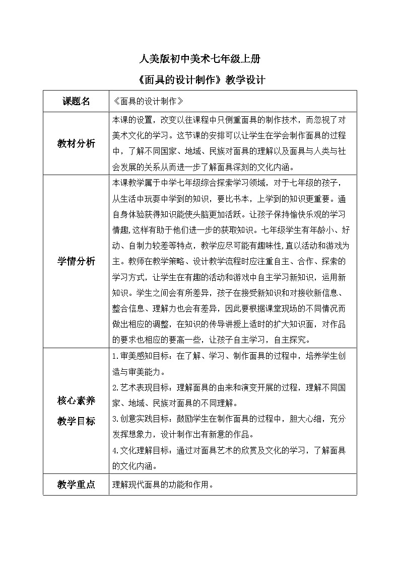 第12课《面具的设计制作》课件+教案01