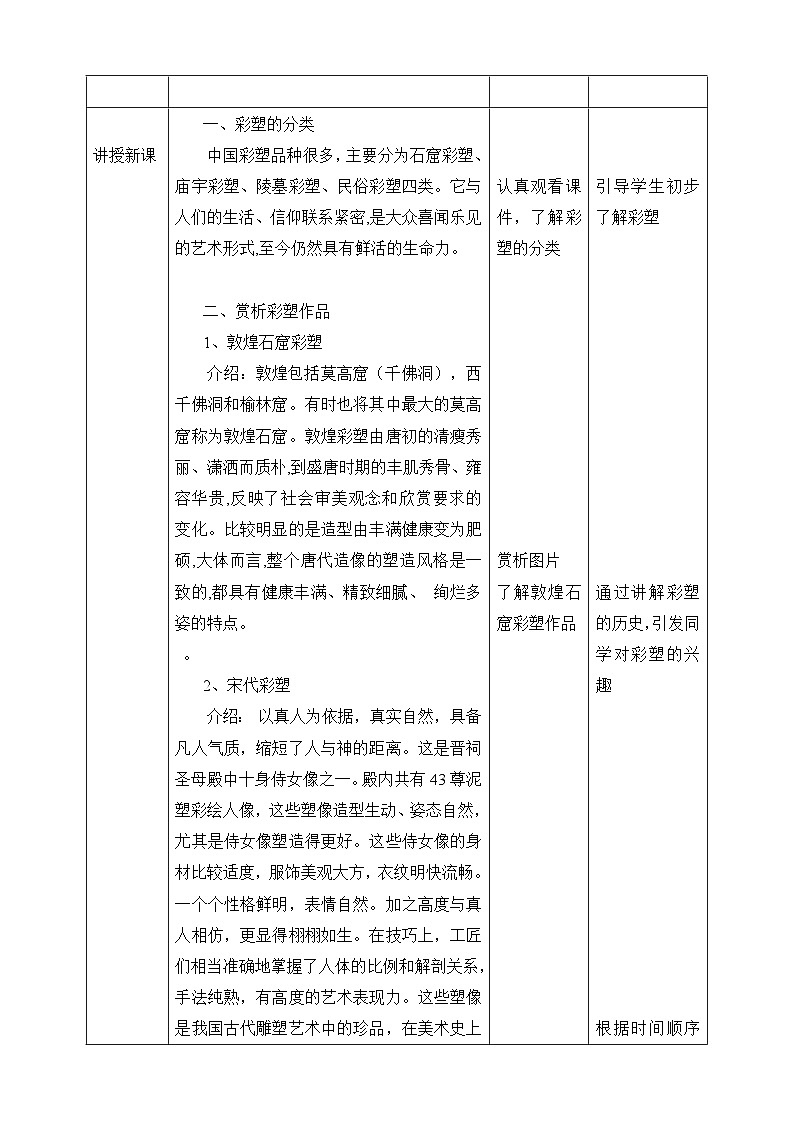 核心素养目标】第二单元第五课《彩塑》教案（表格式）02