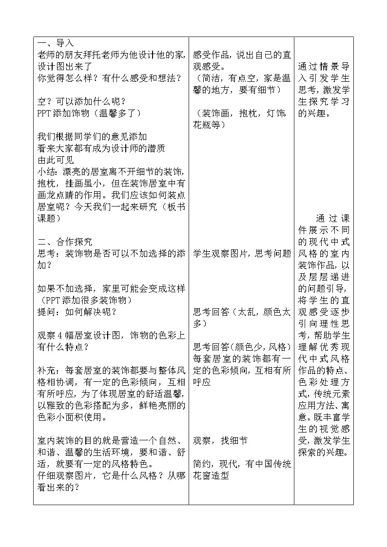 人教版初中美术八年级下册 第四单元 第2课 装点居室   教案第2页
