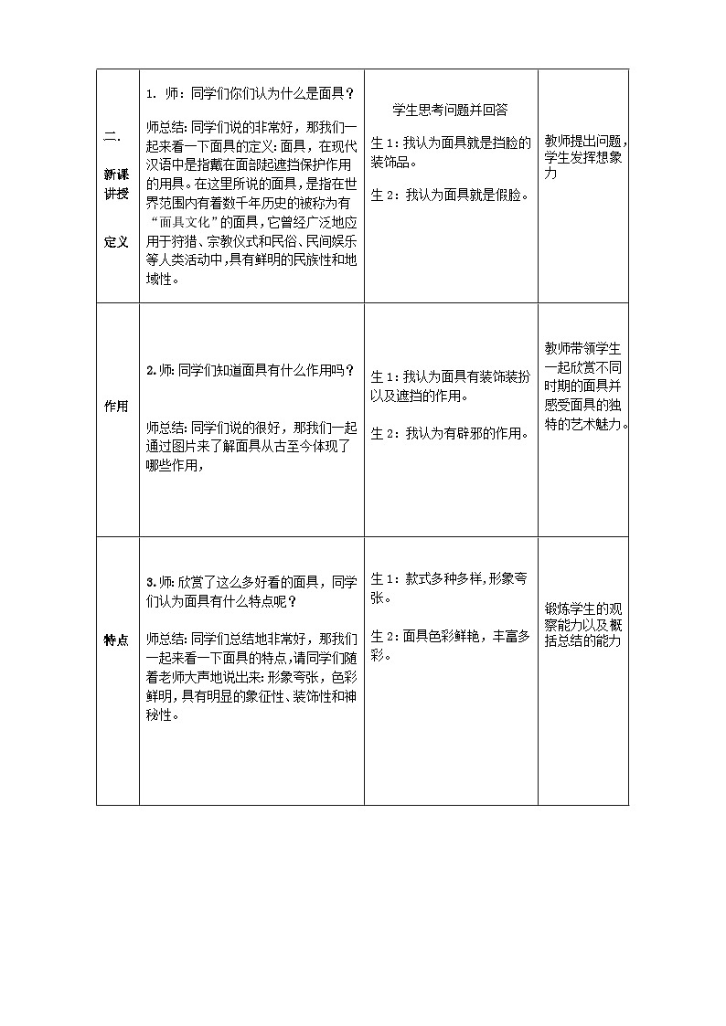 冀美版初中美术八年级上册  10.面具     教案02