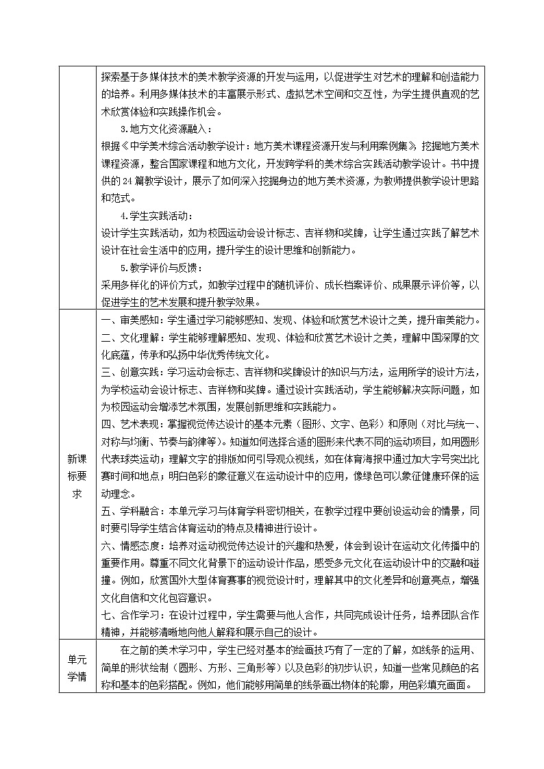 【大单元教学设计】人教版（2024）第三单元《运动之美——视觉传达设计》教案02