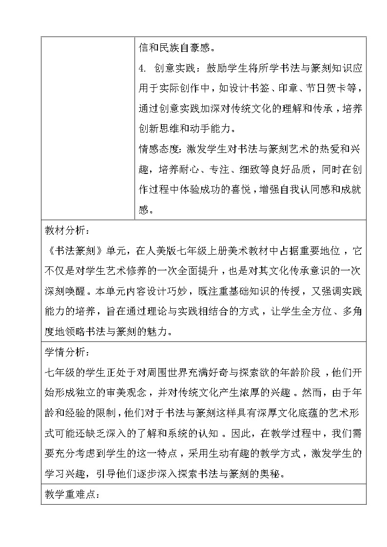 1.人美2024版七年级上册第一课《赏书法之韵》教学设计第2页