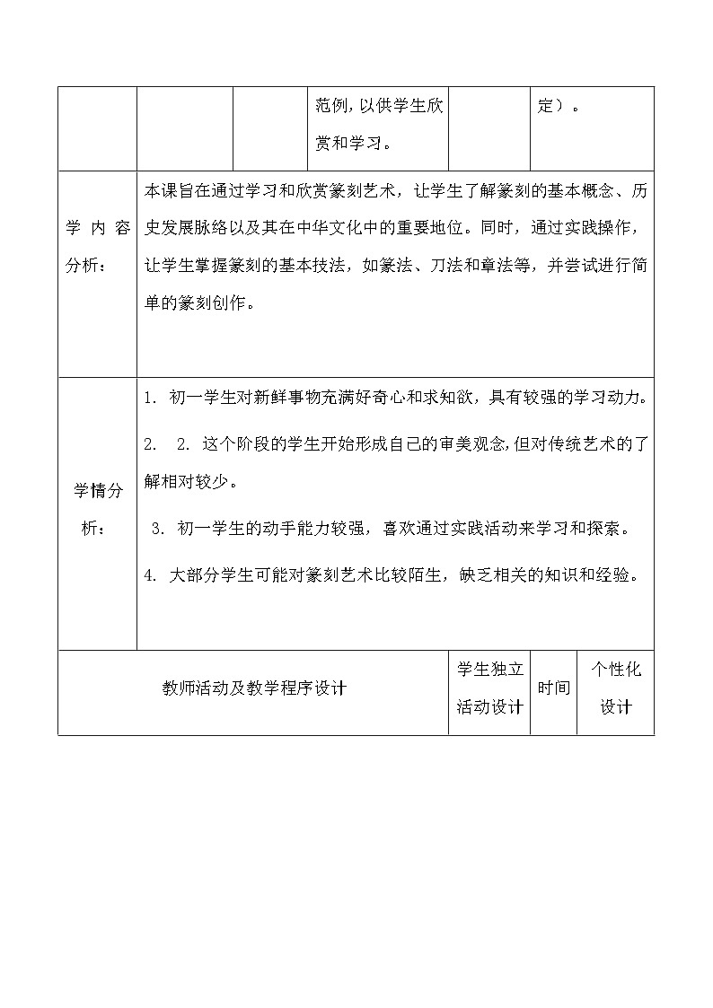 人美版（2024）七年级上册美术第一单元第二课 品篆刻之美 教学设计第3页