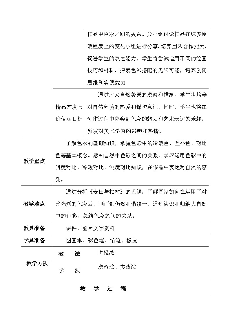 人美版（2024）七年级上册美术第二单元第一课《自然的色彩》教案第2页