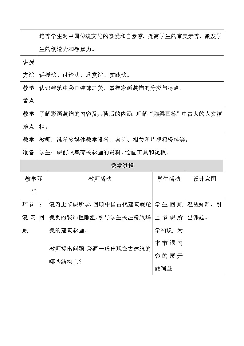 人美版（2024）七年级上册美术第三单元第一课《雕梁画栋》第二课时教案第2页