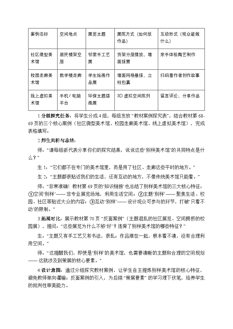 2025-2026学年赣美版（2024）初中美术八年级上册第七单元第一十六课《别样美术馆》教学设计第3页
