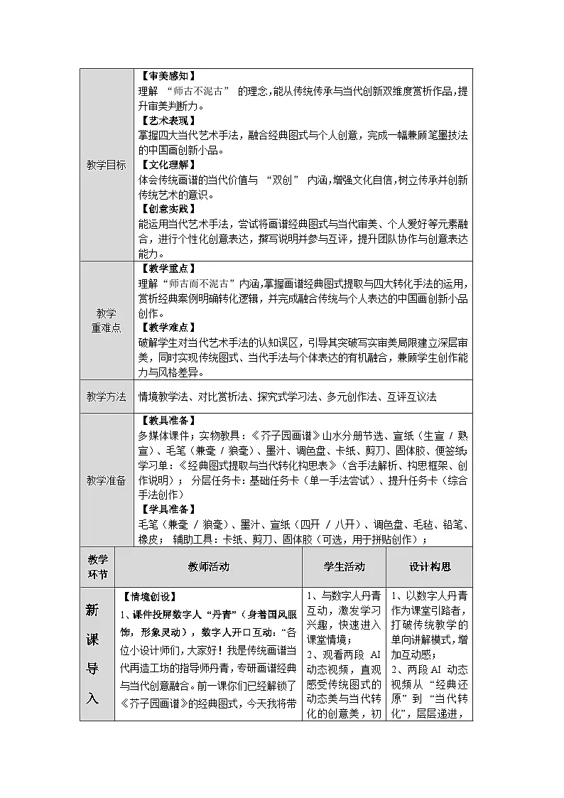 4课《师古写今献丹青》教学设计第2页