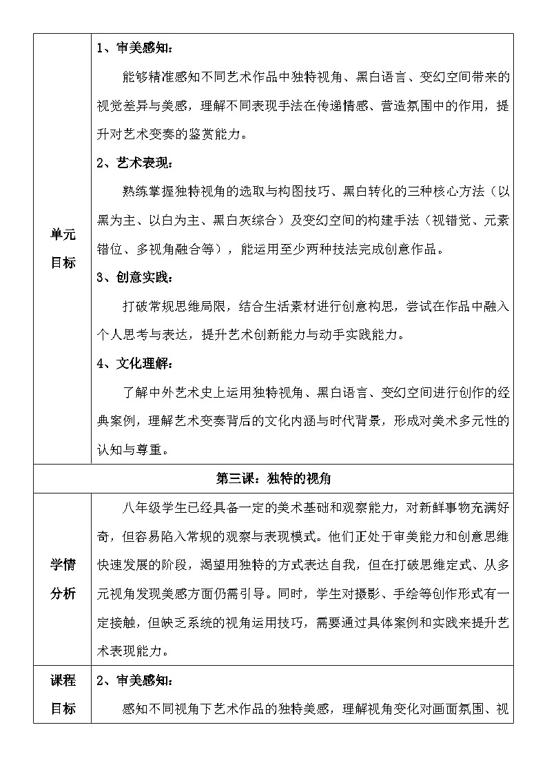 【新教材】浙美版（2024）八年级下册美术第二单元 艺术变奏曲 教案【表格式】（含大单元设计）第2页