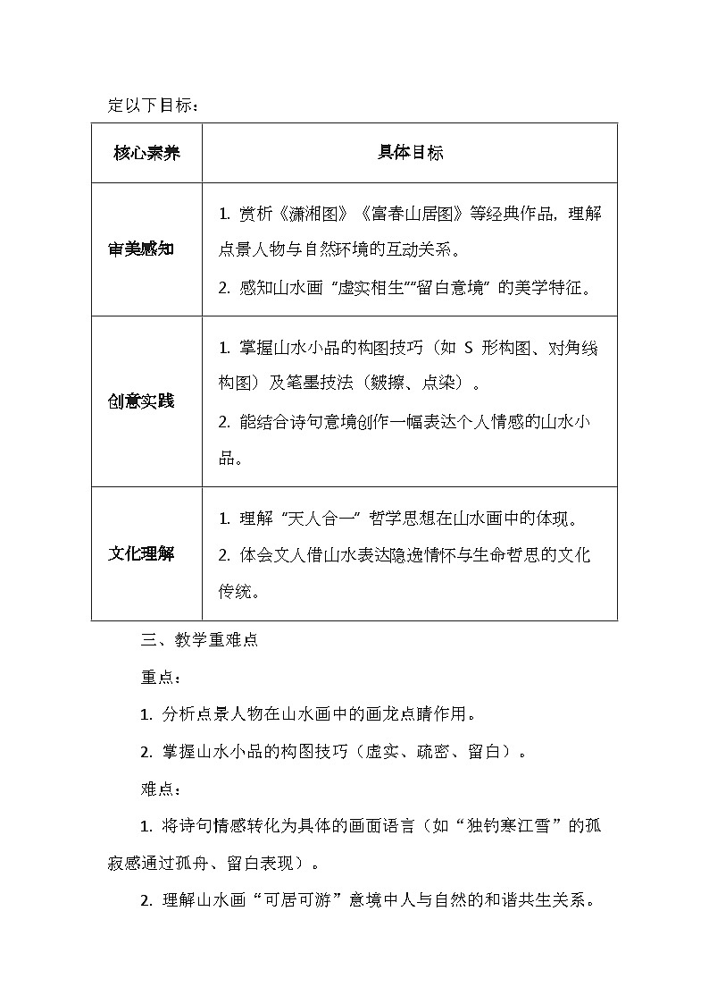 第二单元第二课《林泉之心》教学设计-2025-2026学年人美版（2024）初中美术七年级下册第2页