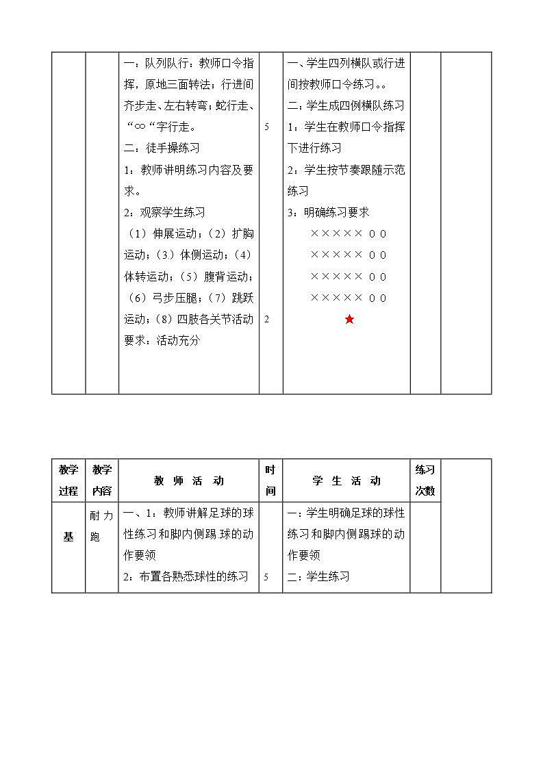 人教版初中体育 八年级全一册 足球 教案02