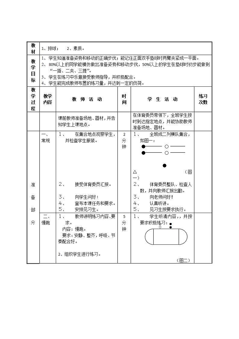 人教版初中体育 八年级全一册 《排球 》教案第1页