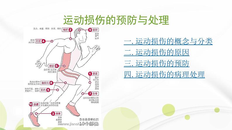 人教版八年级体育全一册：1.2常见运动损伤的预防和紧急处理-课件(4)01