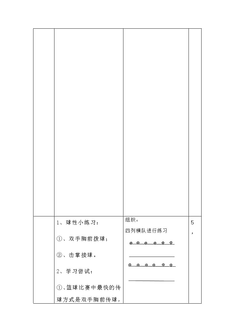 《篮球双手胸前传接球》教学设计-2021-2022学年人教版体育与健康七年级全一册（表格式）03