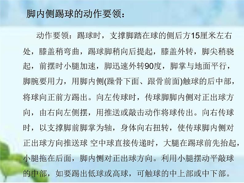 人教版八年级体育全一册-第3章足球足球脚内侧踢球-课件04