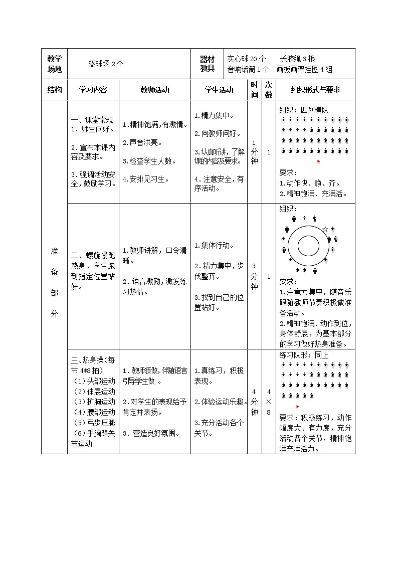 第二章田径——双手头上向前掷实心球教案2021—2022学年人教版七年级全一册第3页