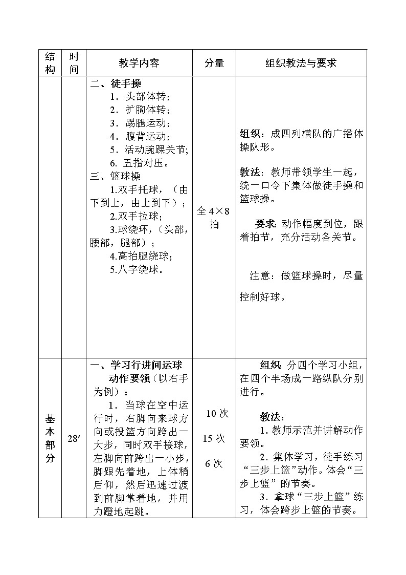 第四章篮球——行进间运球教案2021-2022学年人教版七年级全一册02