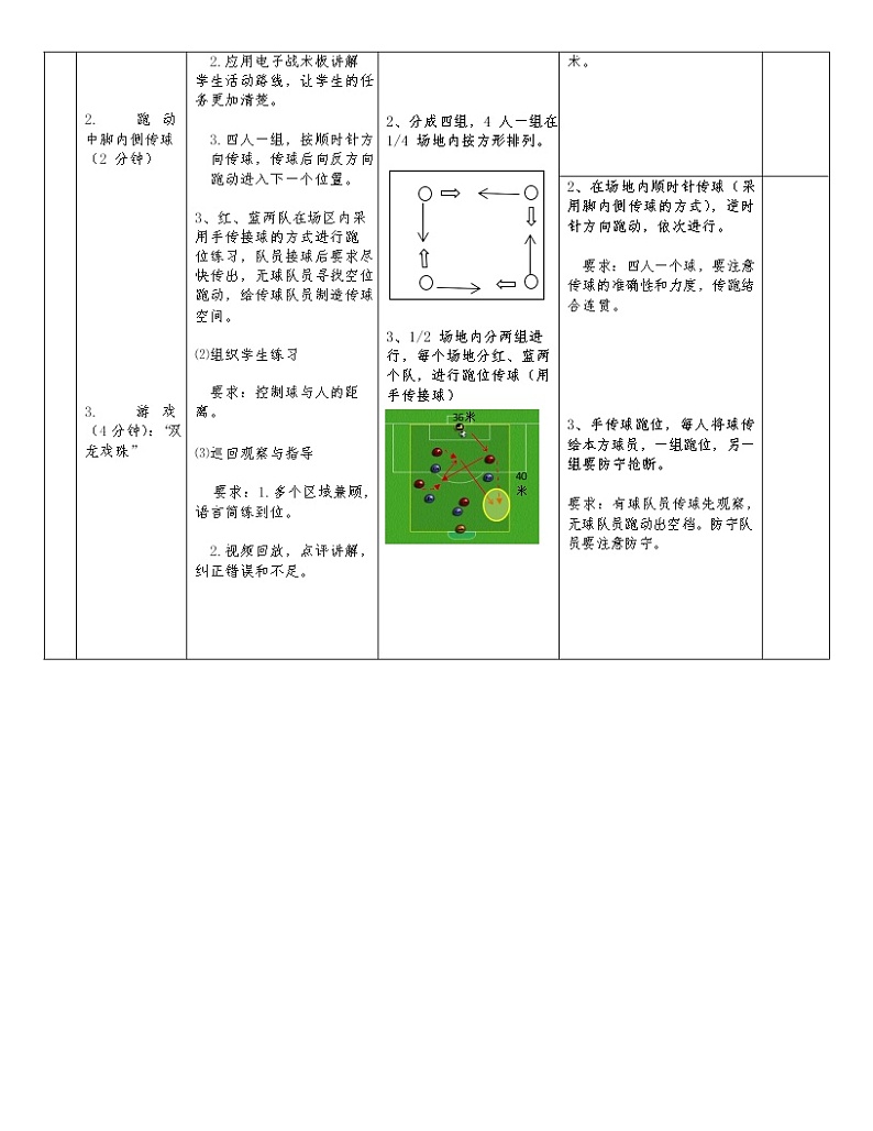 第三章  足球 足球“二过一”战术-教学设计  2021-2022学年人教版体育与健康七年级下册第3页