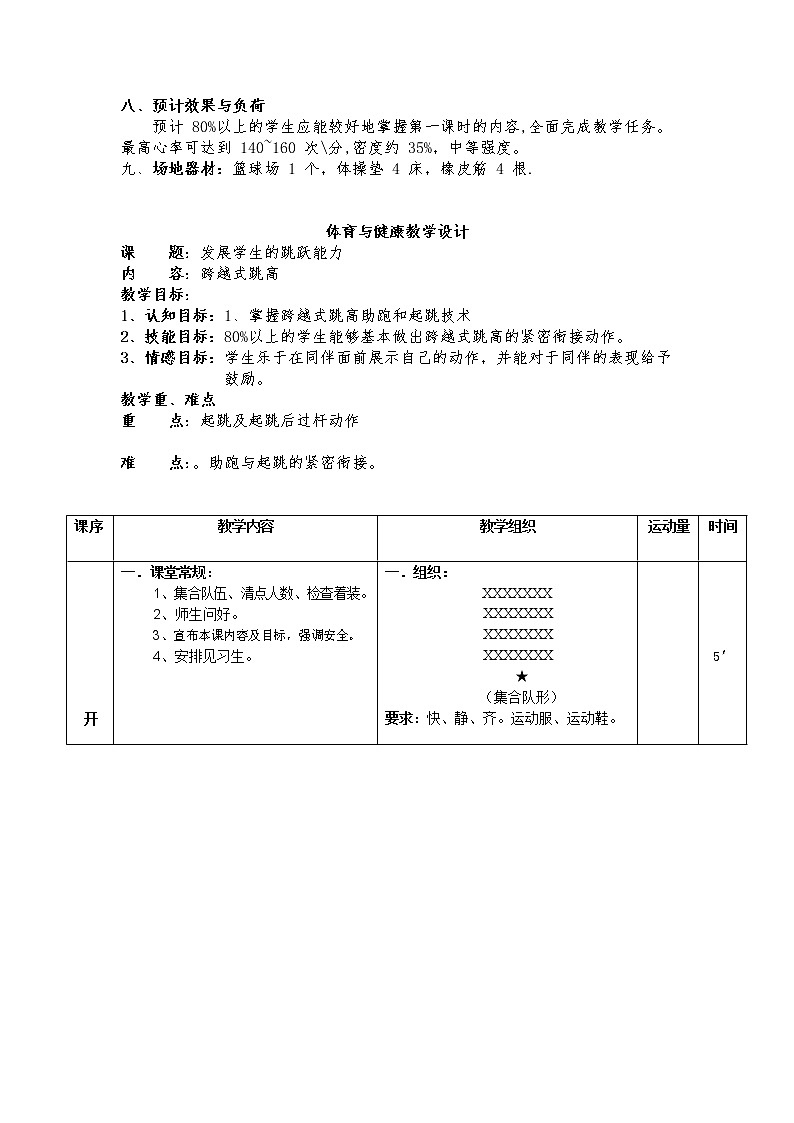 第二章田径——跨越式跳高教案2021—2022学年人教版体育八年级下册02