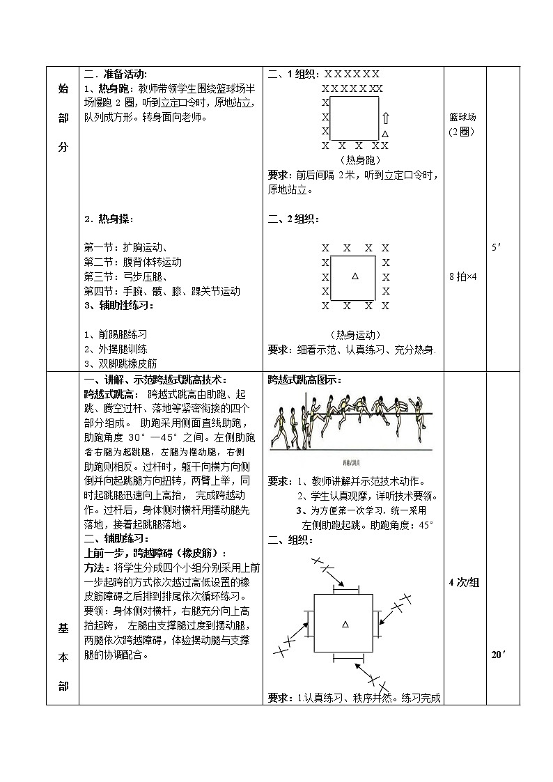 第二章田径——跨越式跳高教案2021—2022学年人教版体育八年级下册03