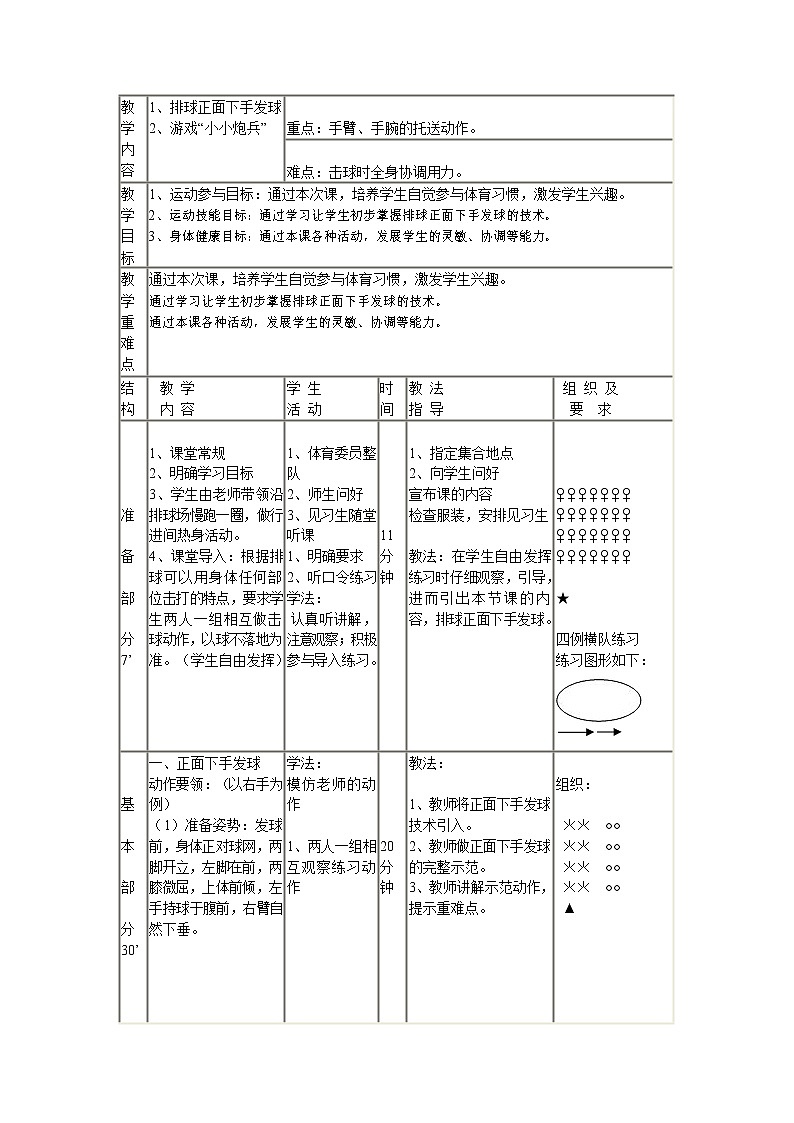 第五章排球——排球正面下手发球教案2021—2022学年人教版体育八年级下册第3页