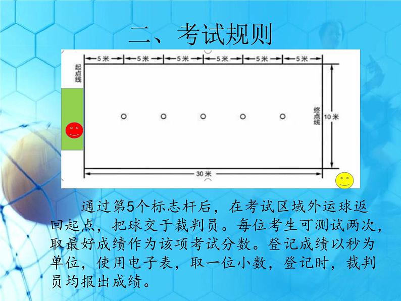 人教版初中体育与健康 九年级-第三章 足球-中考项目--足球运球过杆 课件06