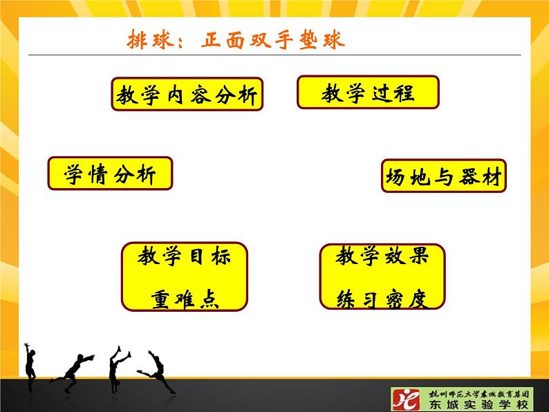 初中体育与健康 人教课标版 七年级 正面双手垫球 排球正面双手垫球PPT 课件02